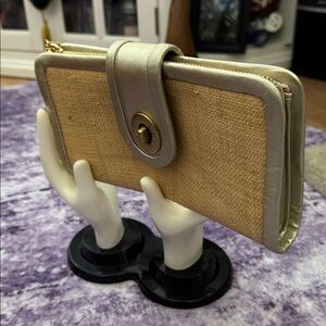 Coach Straw collection Clutch with gold accents